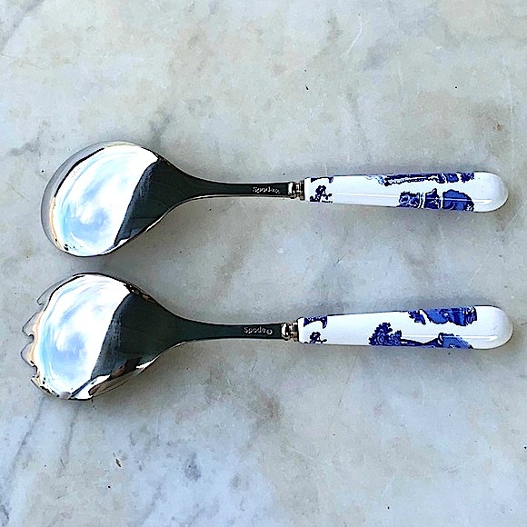 SPODE BLUE ITALIAN SALAD SERVERS SET OF 2 NIB NEW - Picture 8 of 11